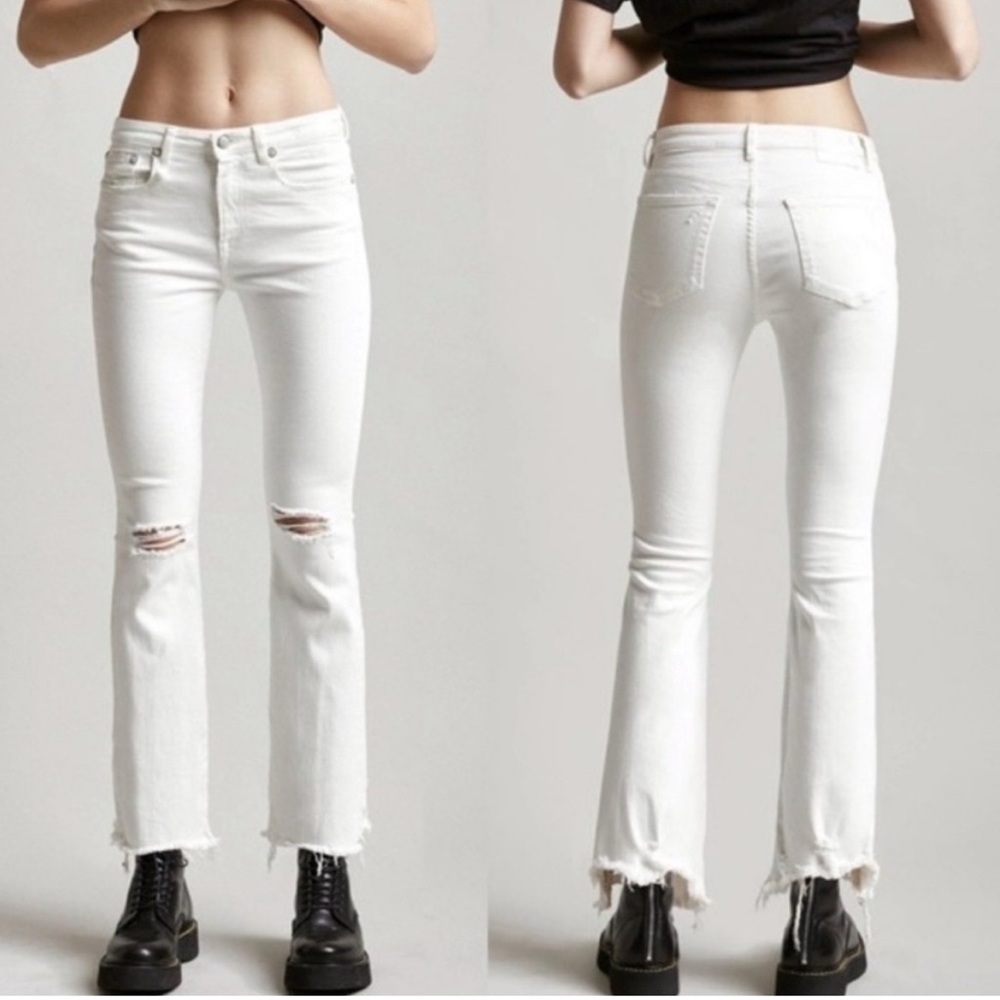 R13 Jeans - Kick Fit Garret White with Rips MADE IN ITALY